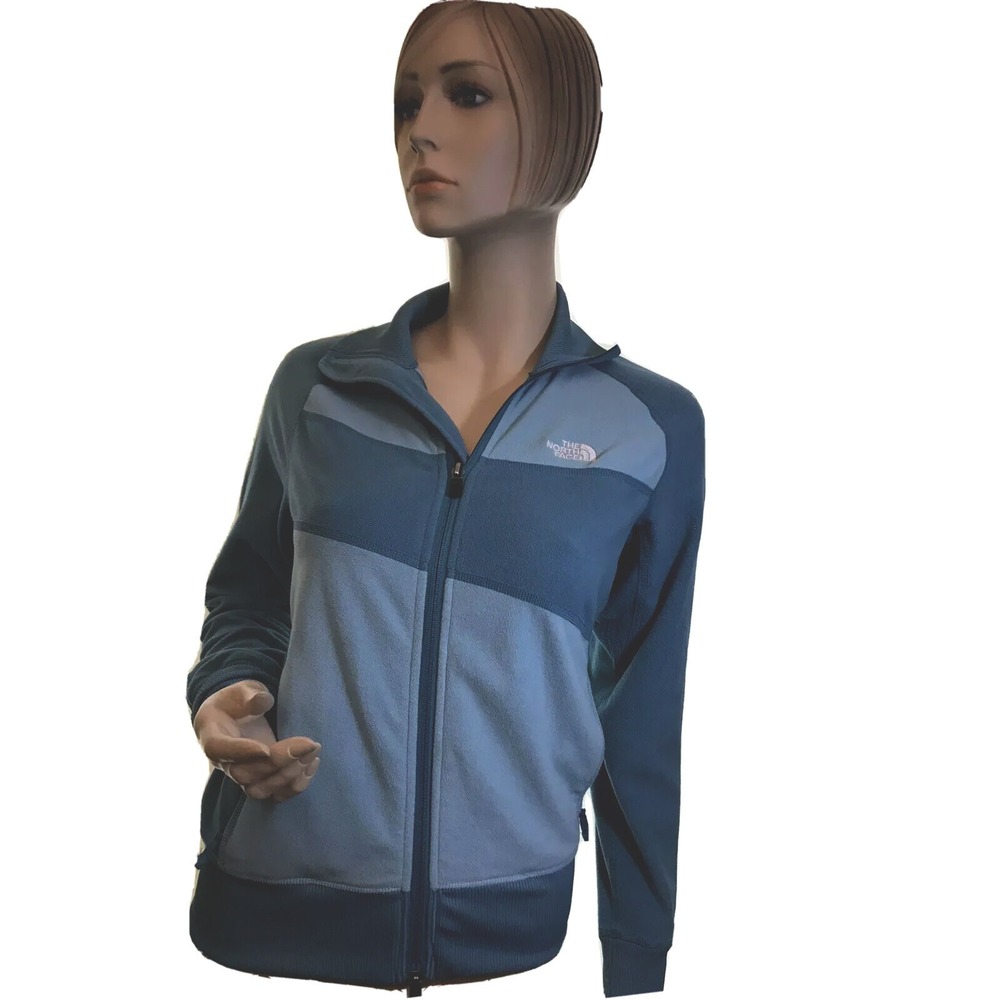Women's THE NORTH FACE Blue Fleece Full Zip Lightweight Jacket‎ Size S/P Vintage